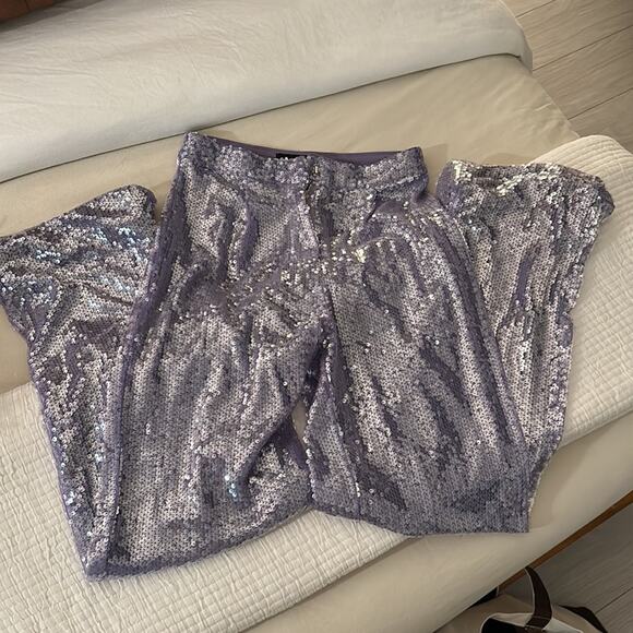 Purple Sequin and Feather Matching Set long sleeve high waist XS/S - Picture 10 of 10